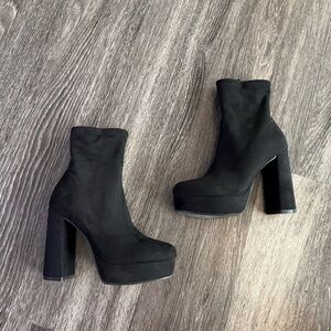 Madden Girl Black Platform Block Heel Ankle Booties